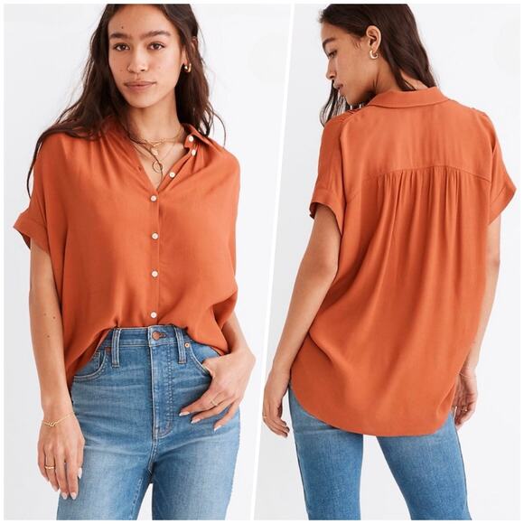 Madewell | Women | Central Drapey Crepe Relaxed Button Up Blouse | Medium - Picture 9 of 10